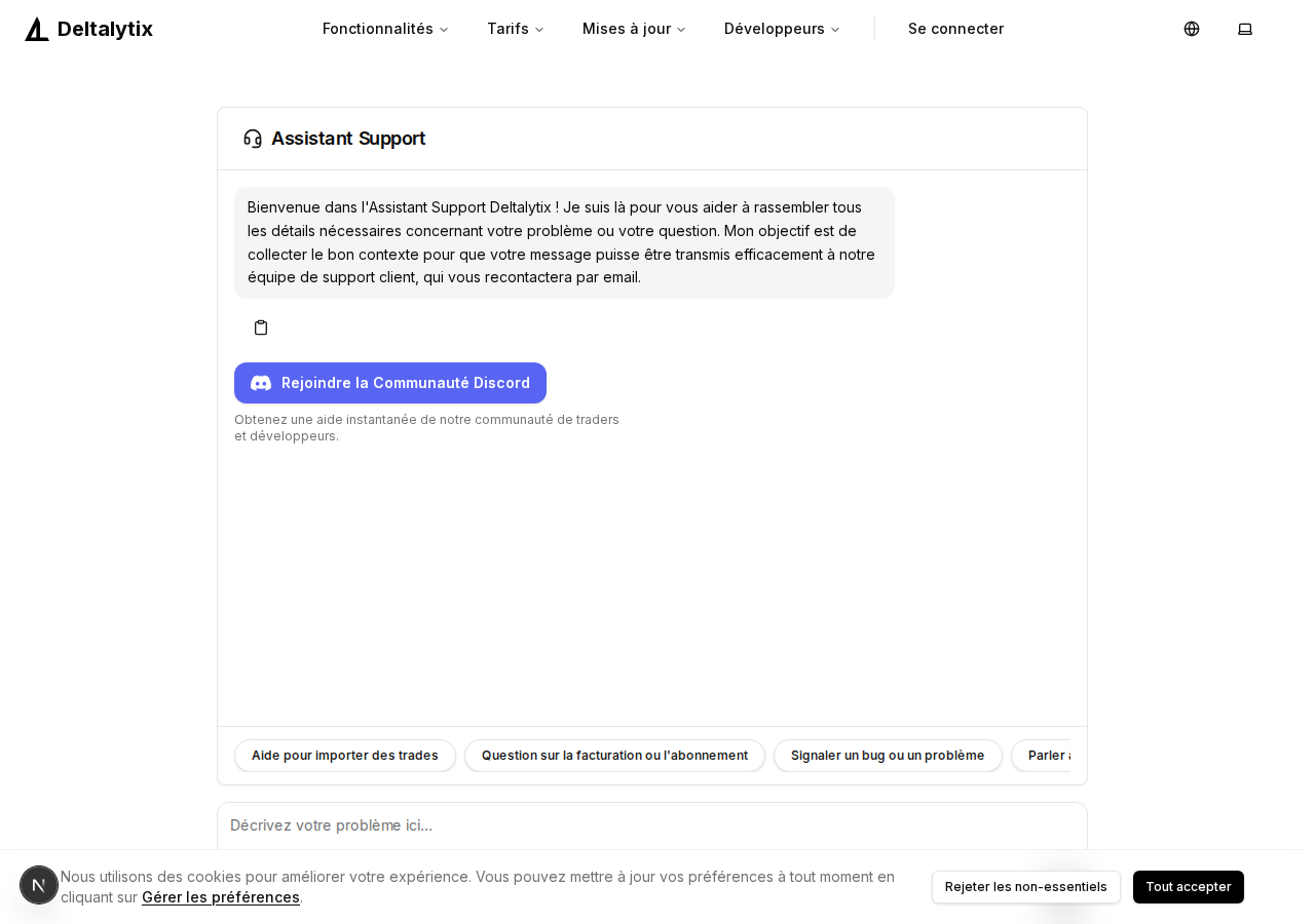Interface de chat support refaite