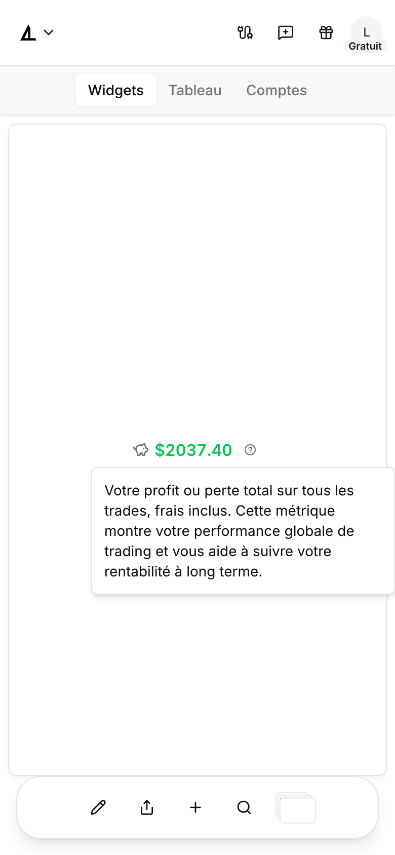 Explication d'une métrique de performance ouverte dans le tableau de bord au format téléphone